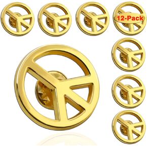 12/24/50/100Pcs Gold-Tone Peace Sign Lapel Pins Bulk - Metal Love Peace Brooch Badge Souvenir for Men Women Clothes Bags Hats