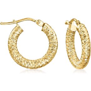 Ross-Simons Italian 14kt Yellow Gold Diamond-Cut Hoop Earrings
