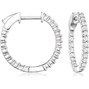 Ross-Simons 0.50 ct. t.w. Lab-Grown Diamond Inside-Outside Hoop Earrings in Sterling Silver