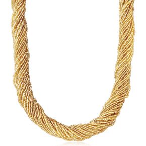 Ross-Simons Italian Golden Murano Glass Bead Torsade Necklace With 18kt Gold Over Sterling. 18 inches