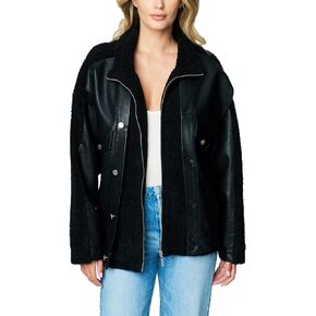 [BLANKNYC] Womens Sherpa Vegan Leather Trucker JacketJacket