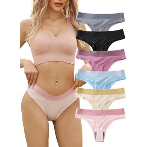 6 Pack Low Rise Seamless Thongs No Show Comfortable Hipster Panty Multi-Pack Underwear in Kuwait