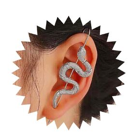 Punk Snake Crawler Hook Earring Gold Snake Edgy Ear Pin Earring Textured Snake Ear Hook Earring Viper Snake Ear Cuff Hook Earring Jewelry for Women and Girls Gifts