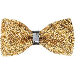 Onwon Rhinestone Bow Ties Party Banquet Glitter Bowties with Adjustable Length Men's Pre-tied Bow Ties for Wedding Parties Gold