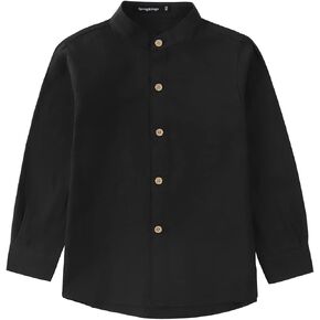 قميص Spring&Gege للأولاد بأكمام طويلة وتصميم كتان بأزرار سفلية (4-14 سنة) in Kuwait