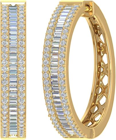 1 Carat Diamond Hoop & Huggies Earrings in 10K Gold in Saudi Arabia