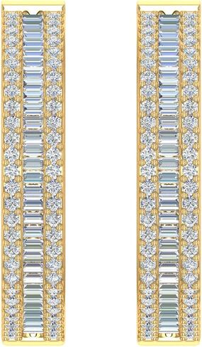 1 Carat Diamond Hoop & Huggies Earrings in 10K Gold in Saudi Arabia