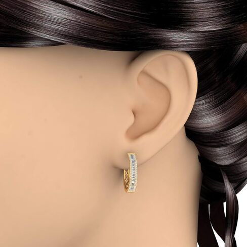 1 Carat Diamond Hoop & Huggies Earrings in 10K Gold in Saudi Arabia