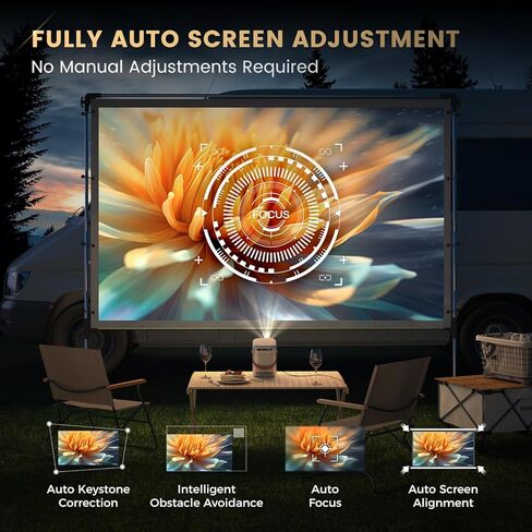 [2024 أحدث التركيز التلقائي وحجر الزاوية] جهاز عرض مزود بواي فاي 6 وبلوتوث 5.2، جهاز عرض خارجي محمول ALVAR 4K، ضوضاء منخفضة للغاية، مقاوم للغبار، تكبير 50%، 500 ANSI Native 1080P Proyector TV Stick PPT in Kuwait