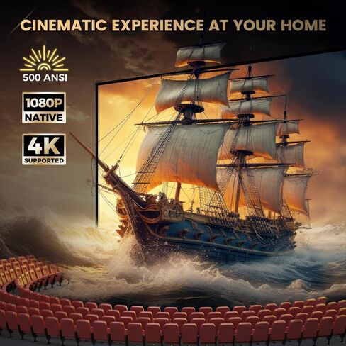 [2024 أحدث التركيز التلقائي وحجر الزاوية] جهاز عرض مزود بواي فاي 6 وبلوتوث 5.2، جهاز عرض خارجي محمول ALVAR 4K، ضوضاء منخفضة للغاية، مقاوم للغبار، تكبير 50%، 500 ANSI Native 1080P Proyector TV Stick PPT in Kuwait