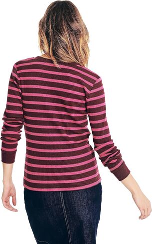 Nautica Women's Striped Long-Sleeve Rib-Knit Top in Saudi Arabia