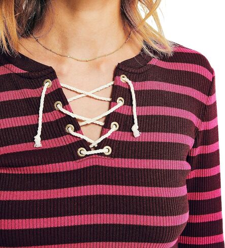 Nautica Women's Striped Long-Sleeve Rib-Knit Top in Saudi Arabia