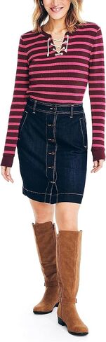Nautica Women's Striped Long-Sleeve Rib-Knit Top in Saudi Arabia
