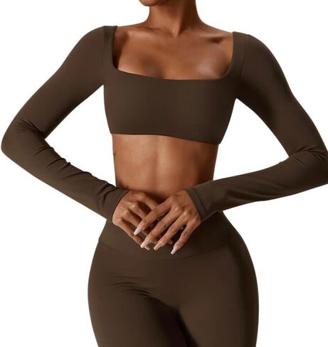 AP WARDROBE حمالة صدر ذات أكمام طويلة وياقة سكوب باللون البني in Kuwait