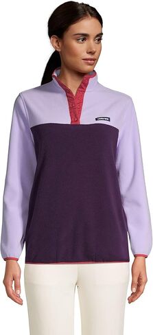 Lands' End Womens Snap Neck Heritage Fleece Pullover Blackberry/lavender Cloud Regular Medium in Saudi Arabia