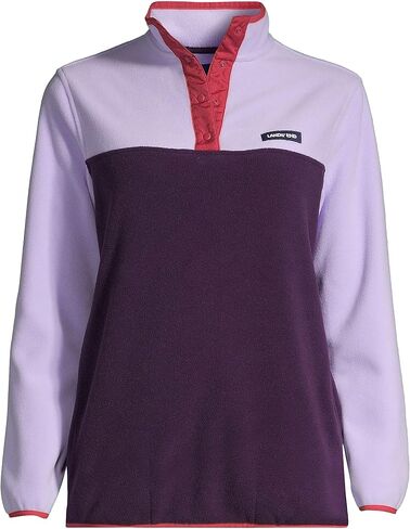 Lands' End Womens Snap Neck Heritage Fleece Pullover Blackberry/lavender Cloud Regular Medium in Saudi Arabia