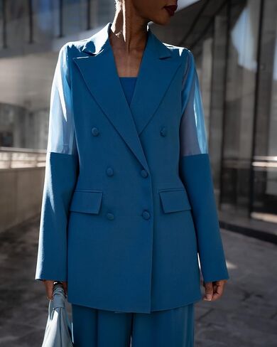 The Drop Women's Blue Sapphire Double Breasted Blazer by @signedblake in Saudi Arabia