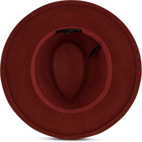 Christian Siriano New York Fedora Hat, Wool Felt Wide Brim Rancher Fashion Hat with Metallic Faux Leather Wrap, Rust, One Size in Saudi Arabia