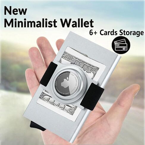 YWHBK Minimalist Card Holder Wallet for Men,Front Pocket Slim RFID Blocking Pop up Metal Wallet Credit Card Case with Cash Band Airtag Case,12+ Cards Storage in Kuwait