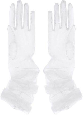 Women's 27'' Tulle Gloves Wedding Bridal Gloves Sexy Sheer Ultra Thin Elbow Long Gloves in Saudi Arabia