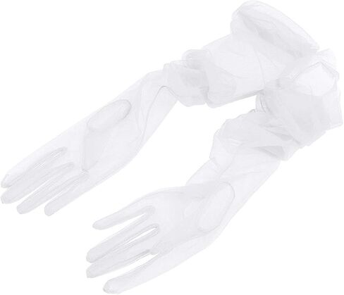 Women's 27'' Tulle Gloves Wedding Bridal Gloves Sexy Sheer Ultra Thin Elbow Long Gloves in Saudi Arabia