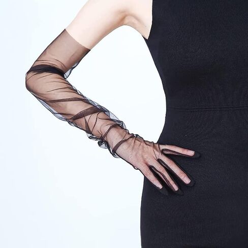 Women's 27'' Tulle Gloves Wedding Bridal Gloves Sexy Sheer Ultra Thin Elbow Long Gloves in Saudi Arabia