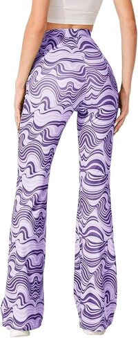 سروال واسع للنساء من ريف - سروال ضيق واسع الساق بنمط السبعينيات، ملابس ديسكو فيستيفال بخصر مرتفع in Kuwait