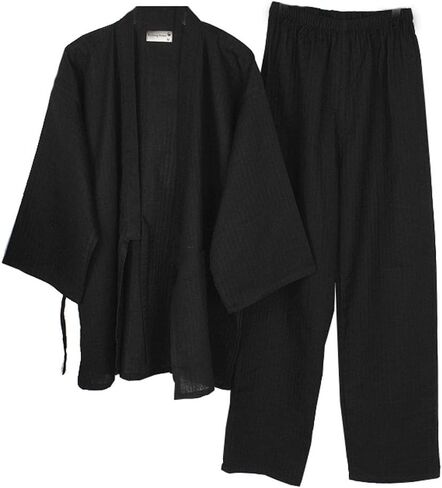 OWLONLINE Men's Japanese Kimono Cotton Pajamas Suit in Saudi Arabia