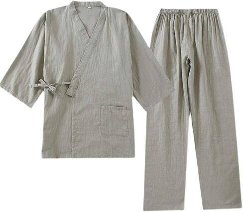 OWLONLINE Men's Japanese Kimono Cotton Pajamas Suit in Saudi Arabia