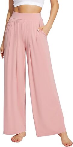 WiWi Women's Wide Leg Palazzo Lounge Pants Lightweight Loose Sweatpants Comfy Sleep Bottoms with Pockets S-XXL in Saudi Arabia