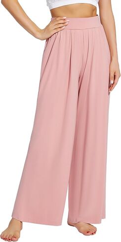 WiWi Women's Wide Leg Palazzo Lounge Pants Lightweight Loose Sweatpants Comfy Sleep Bottoms with Pockets S-XXL in Saudi Arabia