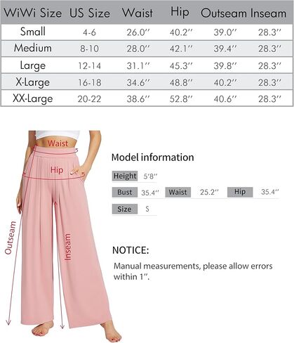 WiWi Women's Wide Leg Palazzo Lounge Pants Lightweight Loose Sweatpants Comfy Sleep Bottoms with Pockets S-XXL in Saudi Arabia