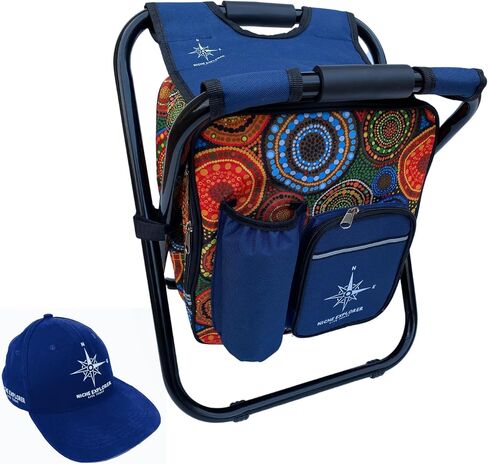 NICHE EXPLORER Our Unique Dot Pattern Backpack Cooler Chair Kit. Stylish Ultra-Light, Thermal, Insulated Bag & Seat for Camping, Fishing, and Beach Trips. Mens, Women, Girls, Boys Outdoor Adventures. in Saudi Arabia