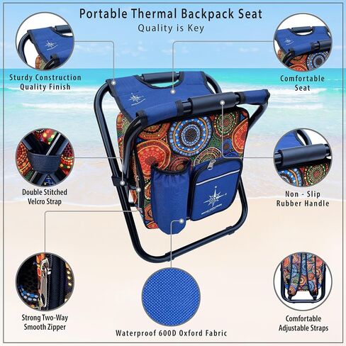 NICHE EXPLORER Our Unique Dot Pattern Backpack Cooler Chair Kit. Stylish Ultra-Light, Thermal, Insulated Bag & Seat for Camping, Fishing, and Beach Trips. Mens, Women, Girls, Boys Outdoor Adventures. in Saudi Arabia