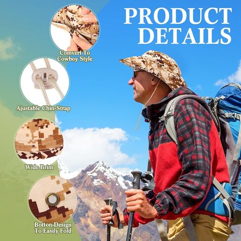 ليوموي 12 قطعة من قبعات بوني بالجملة 12 زوجًا من اكمام الذراع، قبعة بوني عسكرية مموهة للمشي لمسافات طويلة والسفاري والصيد والشاطئ وركوب القوارب والعمل في الهواء الطلق للرجال والنساء in Kuwait