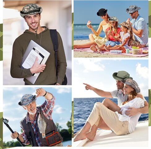 ليوموي 12 قطعة من قبعات بوني بالجملة 12 زوجًا من اكمام الذراع، قبعة بوني عسكرية مموهة للمشي لمسافات طويلة والسفاري والصيد والشاطئ وركوب القوارب والعمل في الهواء الطلق للرجال والنساء in Kuwait