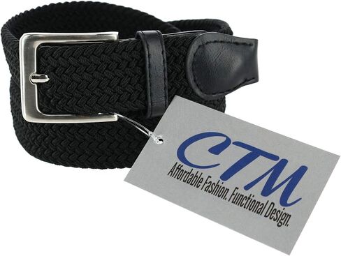 حزام مطاطي مضفر كبير وطويل القامة للرجال من CTM® مزود بإبزيم فضي in Saudi Arabia