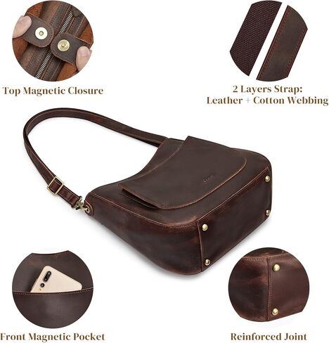 S-ZONE Women Genuine Leather Backpack Purse Bundle with Vintage Crossbody Hobo Bag in Saudi Arabia