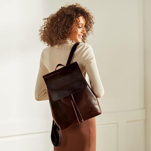 S-ZONE Women Genuine Leather Backpack Purse Bundle with Vintage Crossbody Hobo Bag in Saudi Arabia