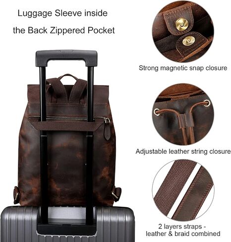 S-ZONE Women Genuine Leather Backpack Purse Bundle with Vintage Crossbody Hobo Bag in Saudi Arabia