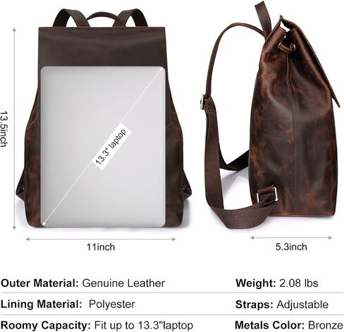 S-ZONE Women Genuine Leather Backpack Purse Bundle with Vintage Crossbody Hobo Bag in Saudi Arabia