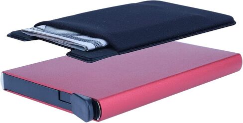 2PCS / Pop Up Credit Card Holder RFID Blocking Card Case Aluminum Slim Card Wallet Business Cards Case for men (Black)-1pc & Money Pocket Money Holder-1pc in Saudi Arabia
