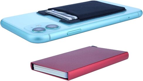 2PCS / Pop Up Credit Card Holder RFID Blocking Card Case Aluminum Slim Card Wallet Business Cards Case for men (Black)-1pc & Money Pocket Money Holder-1pc in Saudi Arabia