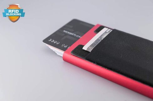 2PCS / Pop Up Credit Card Holder RFID Blocking Card Case Aluminum Slim Card Wallet Business Cards Case for men (Black)-1pc & Money Pocket Money Holder-1pc in Saudi Arabia