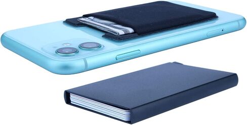 2PCS / Pop Up Credit Card Holder RFID Blocking Card Case Aluminum Slim Card Wallet Business Cards Case for men (Black)-1pc & Money Pocket Money Holder-1pc in Saudi Arabia