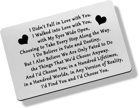 Heigebi الفولاذ المقاوم للصدأ محفورة المحفظة إدراج بطاقة المحفظة تذكار عاطفية له هدايا الزوج صديقها لذكرى عيد ميلاد صغير الحب ملاحظة إدراج بطاقة محفظة معدنية بطاقة للرجال in Kuwait