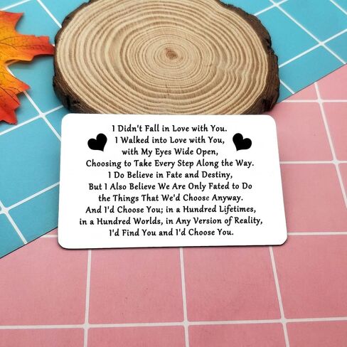 Heigebi الفولاذ المقاوم للصدأ محفورة المحفظة إدراج بطاقة المحفظة تذكار عاطفية له هدايا الزوج صديقها لذكرى عيد ميلاد صغير الحب ملاحظة إدراج بطاقة محفظة معدنية بطاقة للرجال in Kuwait