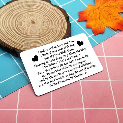 Heigebi الفولاذ المقاوم للصدأ محفورة المحفظة إدراج بطاقة المحفظة تذكار عاطفية له هدايا الزوج صديقها لذكرى عيد ميلاد صغير الحب ملاحظة إدراج بطاقة محفظة معدنية بطاقة للرجال in Kuwait