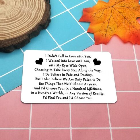 Heigebi الفولاذ المقاوم للصدأ محفورة المحفظة إدراج بطاقة المحفظة تذكار عاطفية له هدايا الزوج صديقها لذكرى عيد ميلاد صغير الحب ملاحظة إدراج بطاقة محفظة معدنية بطاقة للرجال in Kuwait