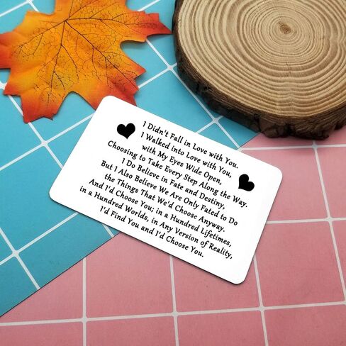 Heigebi الفولاذ المقاوم للصدأ محفورة المحفظة إدراج بطاقة المحفظة تذكار عاطفية له هدايا الزوج صديقها لذكرى عيد ميلاد صغير الحب ملاحظة إدراج بطاقة محفظة معدنية بطاقة للرجال in Kuwait